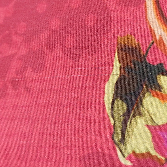 Red cotton parrot-printed kurta swimsuit cover-up with pockets, size S - Picture 7 of 7